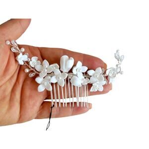 Pearl Floral Hair Piece Bridal Hair Comb Wedding Hair Accessory